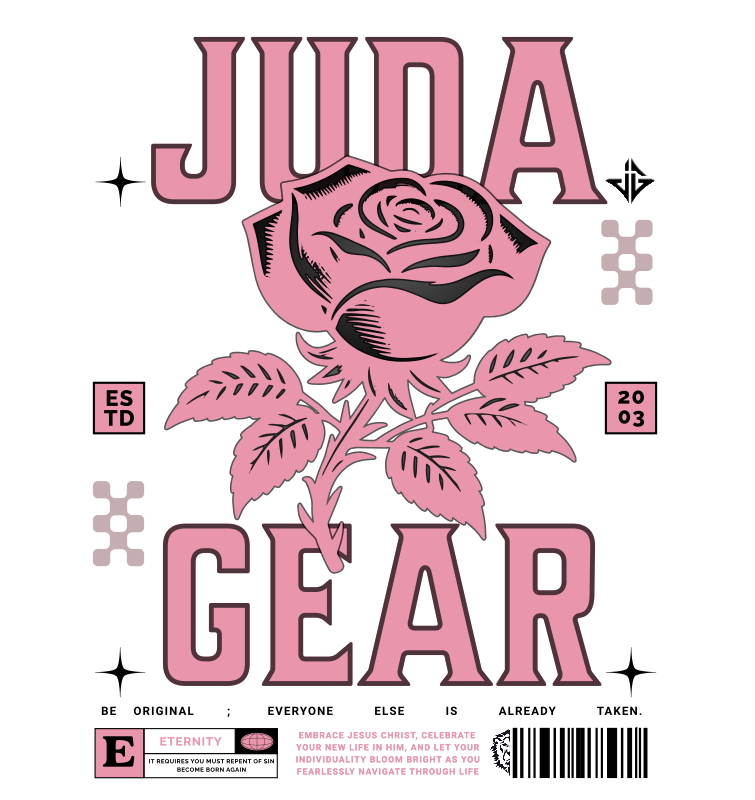 Juda Gear Pink Rose White Hoodie